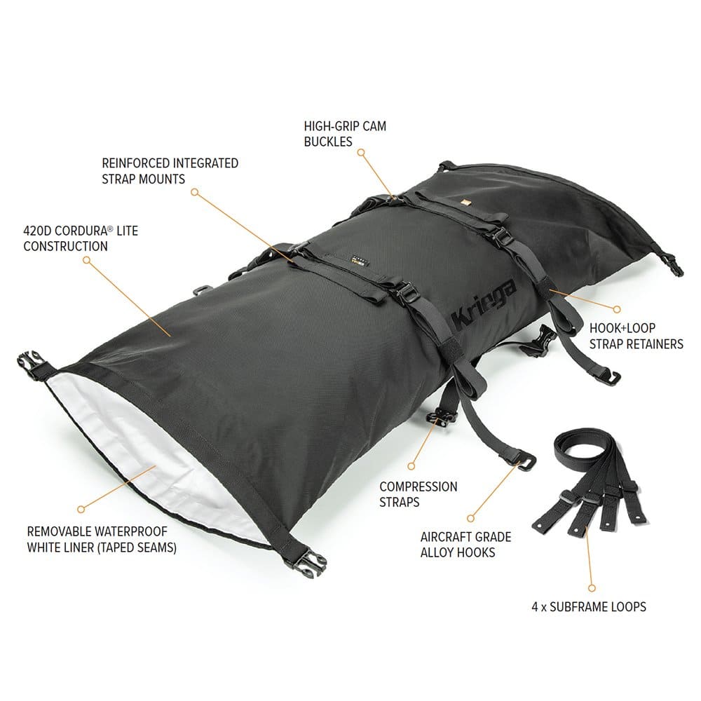 7-kriega-rollpack40-specs-KRP40-L Kriega Rollpack 40 - Lime - Explorcom spécialiste équipement moto.