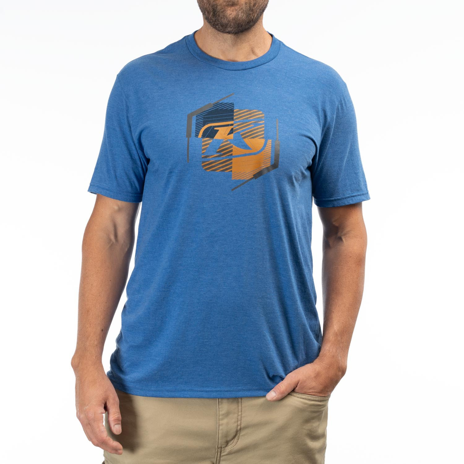 Tee-shirt k-Shield-crest-tri-Blend-tee - 3692-000_Royal-Frost-Golden-Brown - Explorcom - image 1